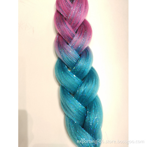 24 Inch Biling Color Jumbo Braiding Hair  Wholesale  With Hair Tinsel Synthetic Glitter Mixed Jumbo Braids  For Box Twist Braids